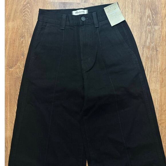 NWT Madewell Superwide-Leg Trouser Jeans In Black Rinse Wash Size 23 - Picture 5 of 9